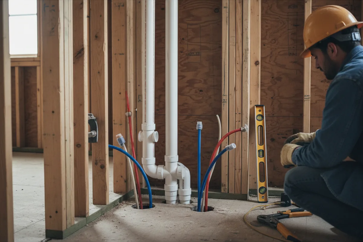 Drain and supply rough-in during Drain Cleaning in Severna Park
