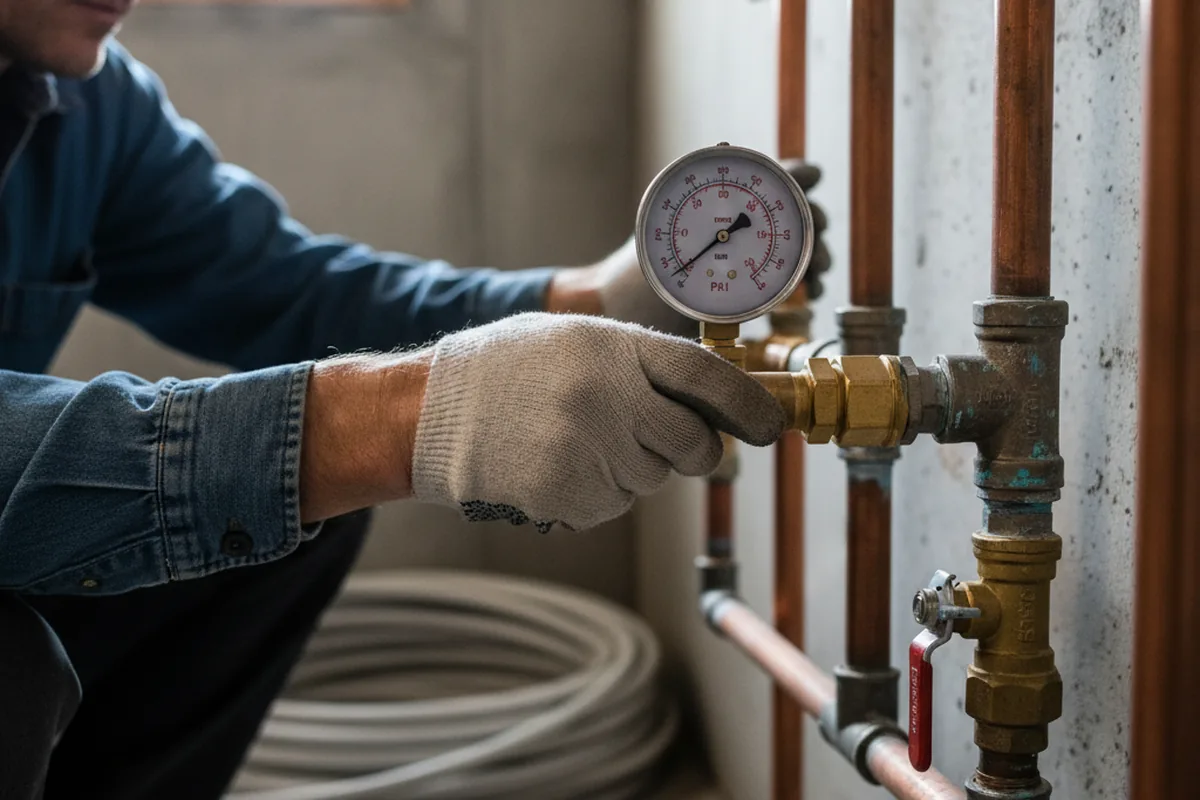 Pressure testing a repaired line during Water Line Repair in Severna Park